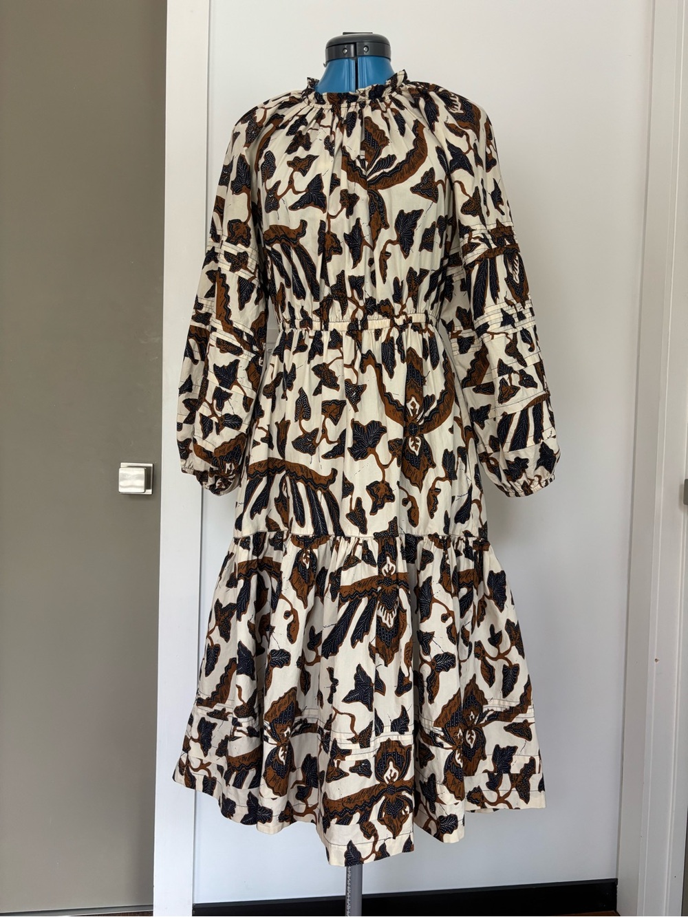 Ulla Johnson Abstract Floral Cotton Tiered Midi Dress Size 4 NWOT